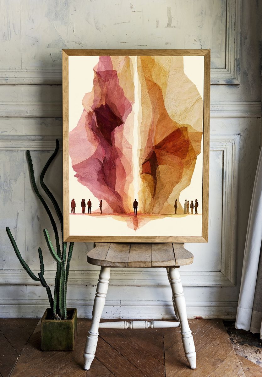 Abstract Human Silhouettes Print. room preview