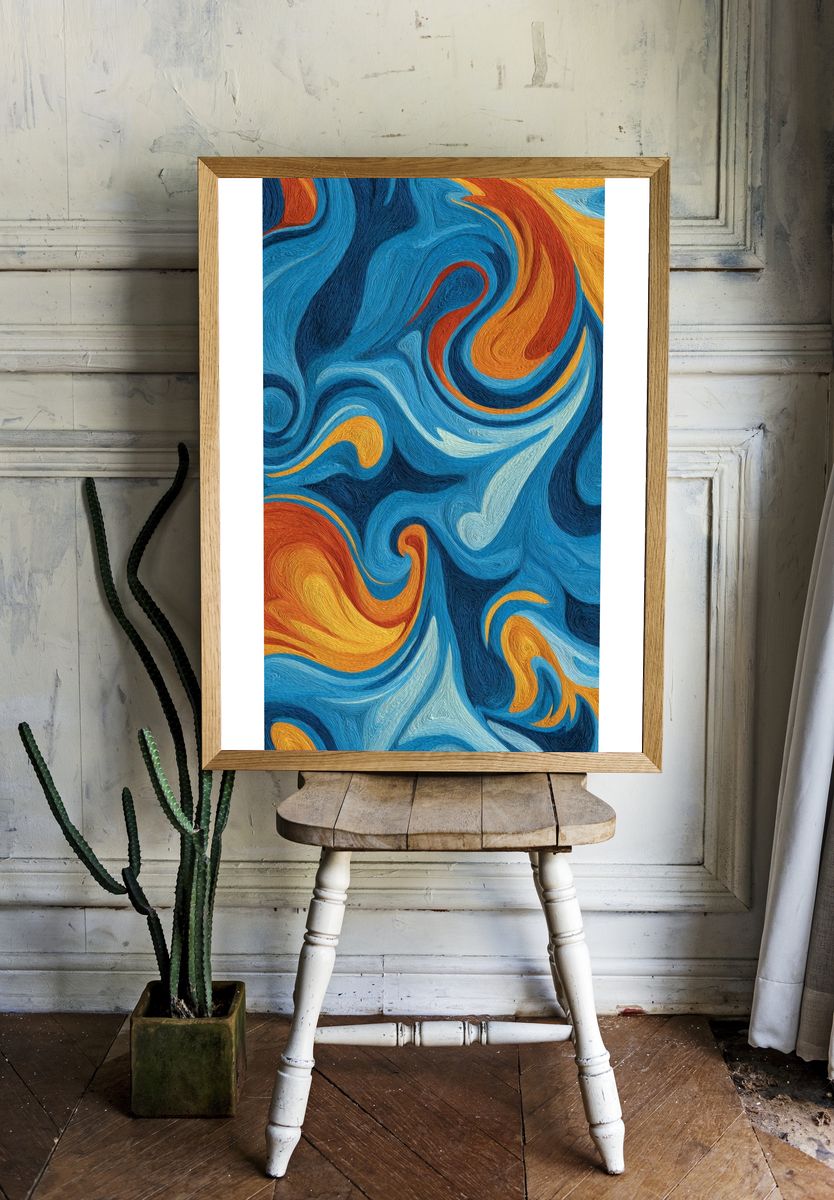 Ocean Swirl Abstract Poster. room preview