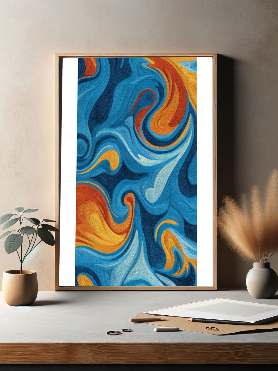 Ocean Swirl Abstract Poster. — room view 2