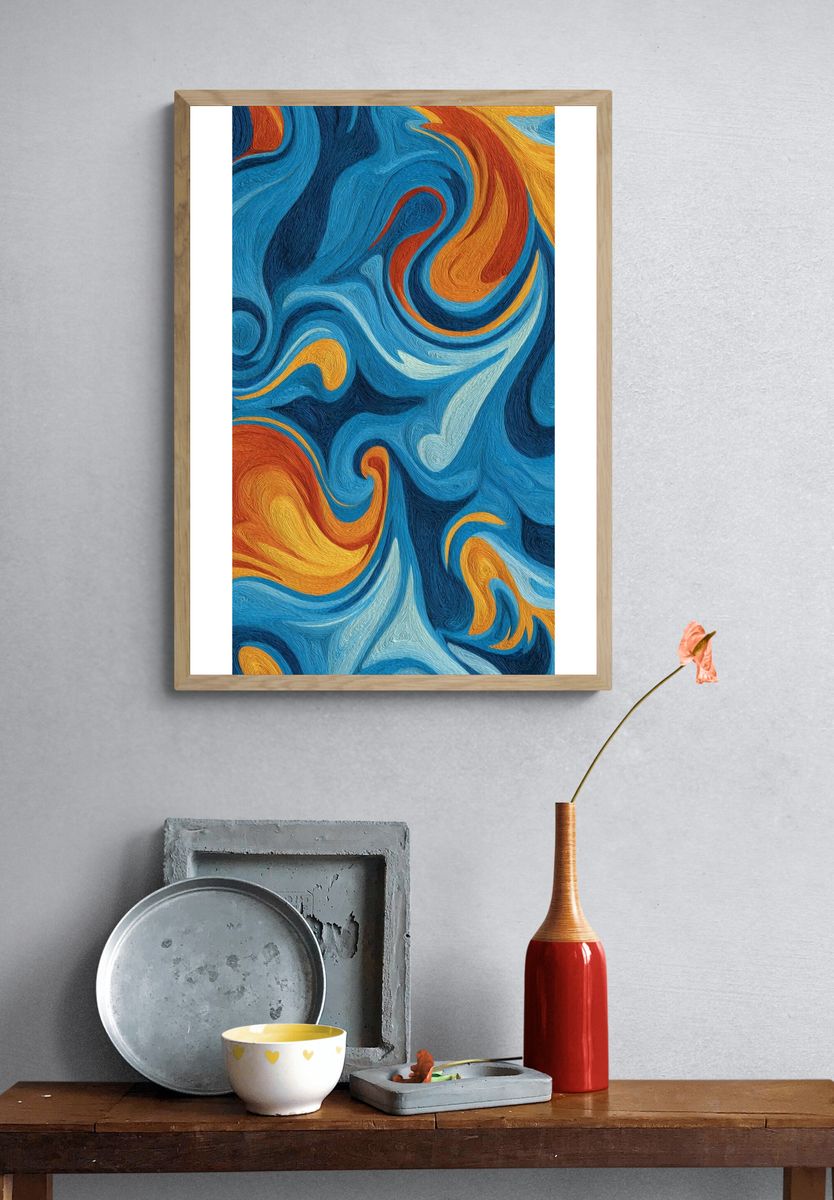 Ocean Swirl Abstract Poster. — room view 3