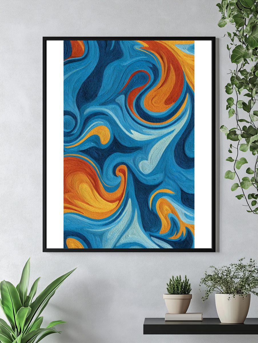Ocean Swirl Abstract Poster. — room view 4