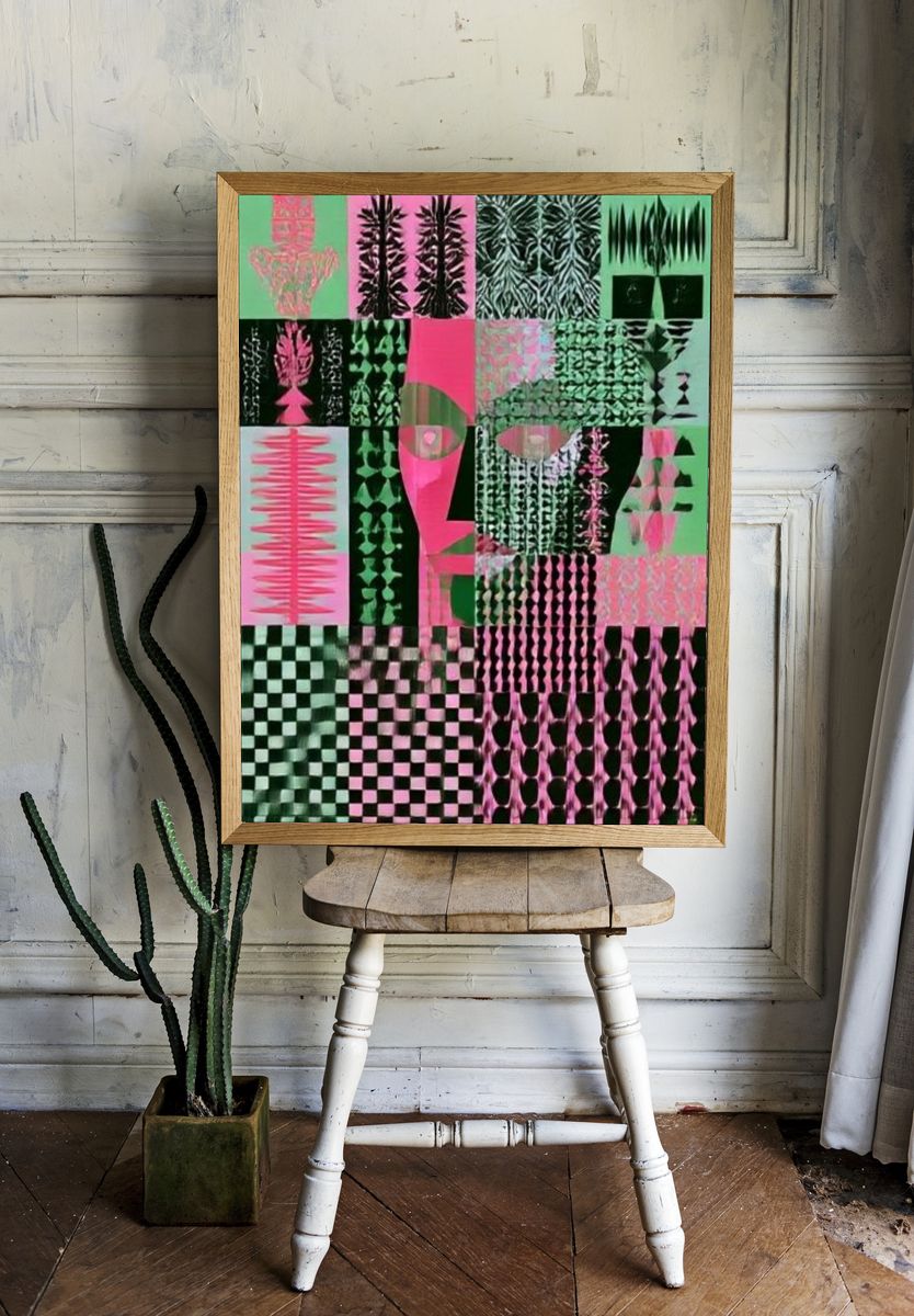 Neon Collage Abstract Poster. room preview