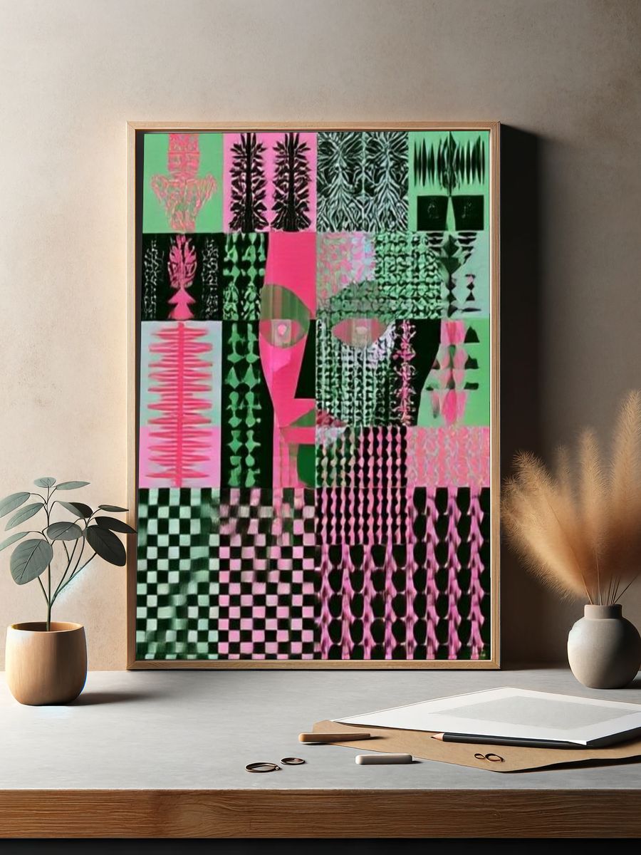 Neon Collage Abstract Poster. — room view 2