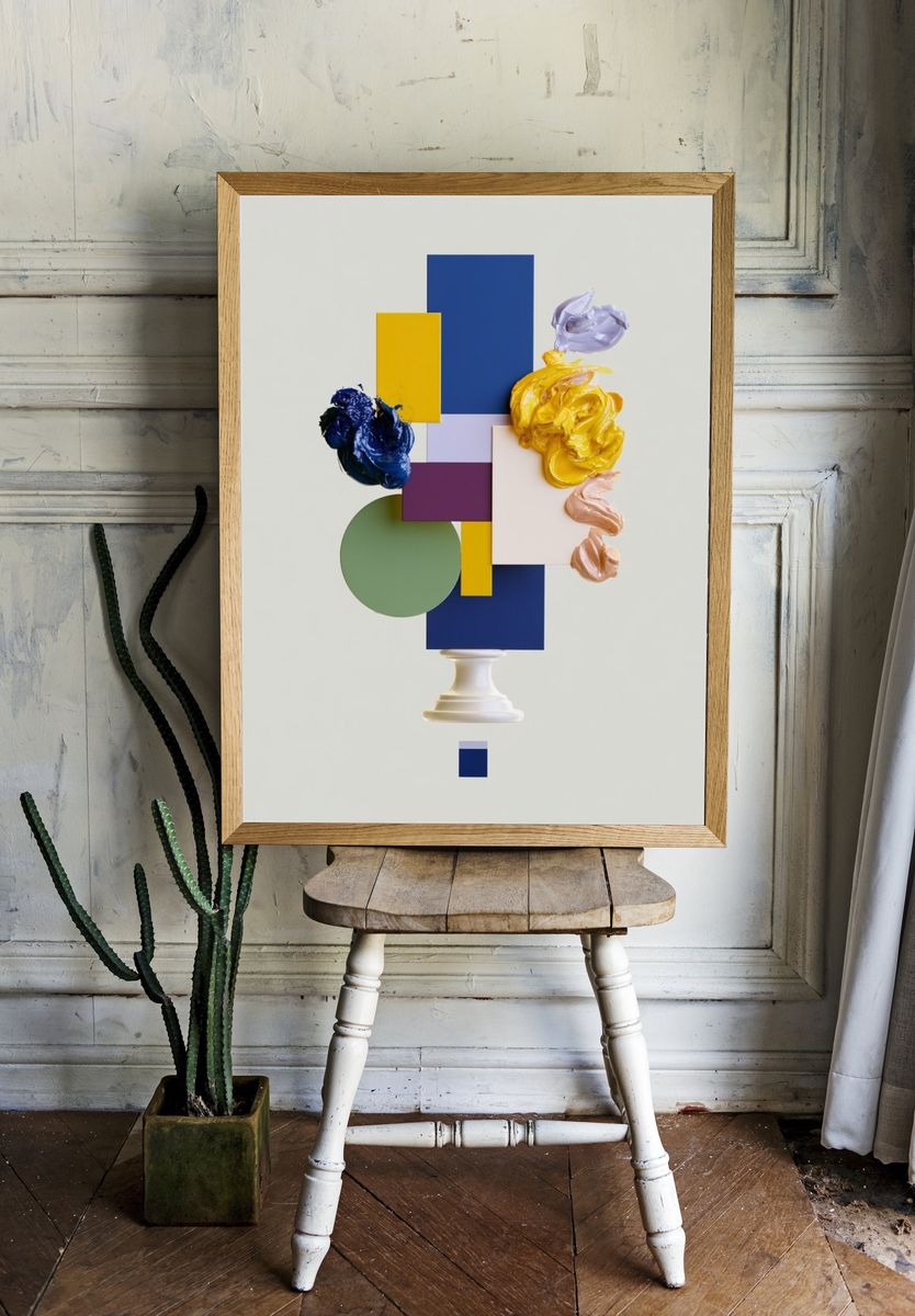 Geometric Color Study Abstract Poster. — room view 1