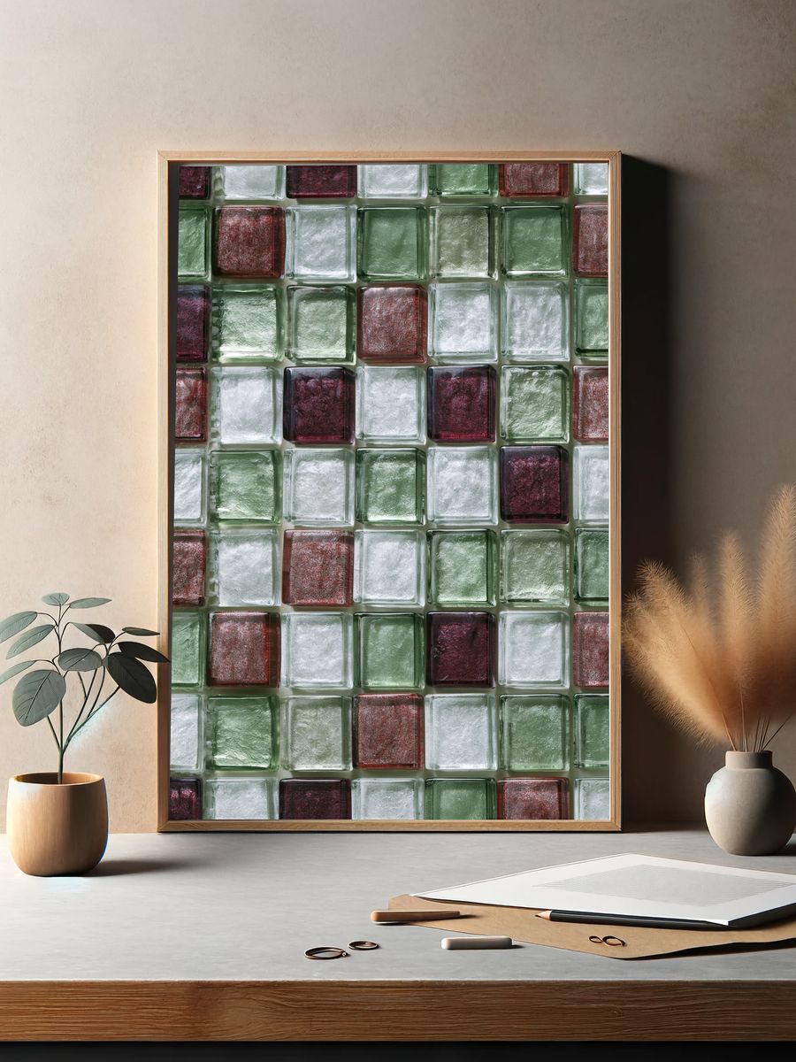 Glass Mosaic Grid Abstract Poster. — room view 2