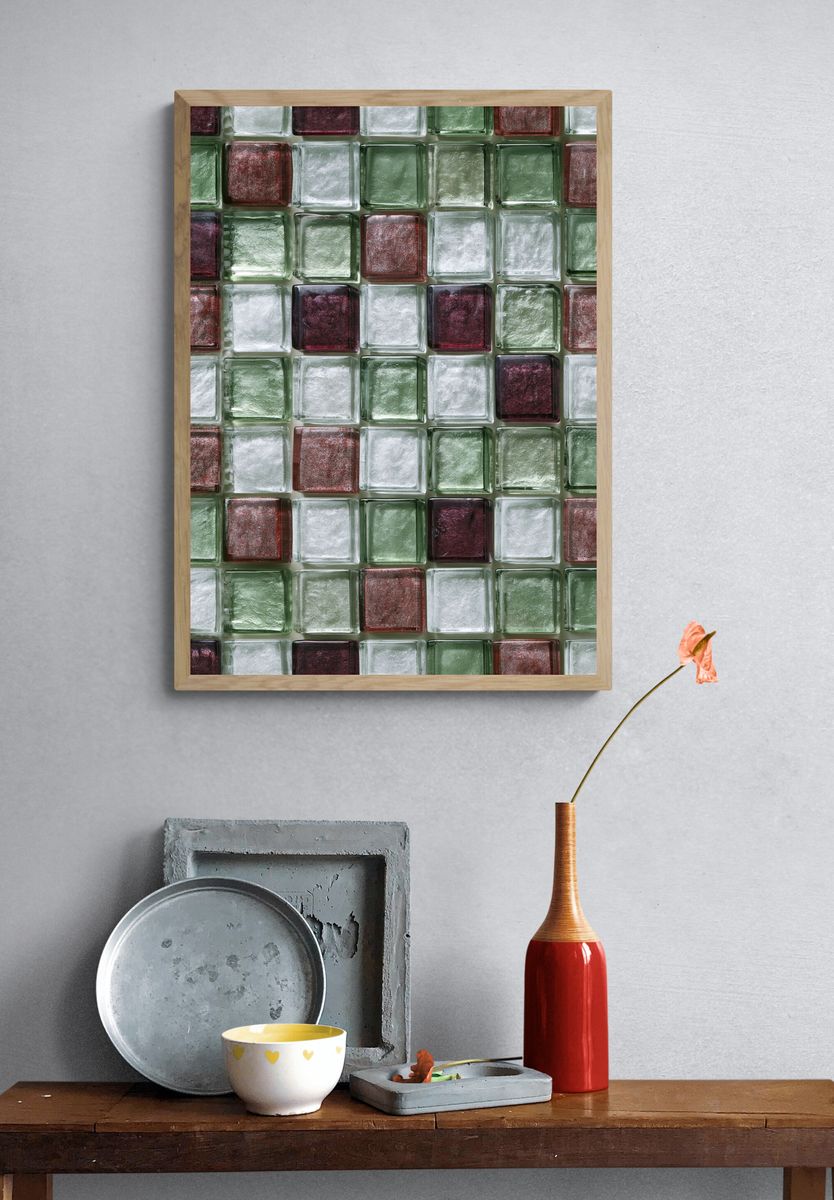 Glass Mosaic Grid Abstract Poster. — room view 3