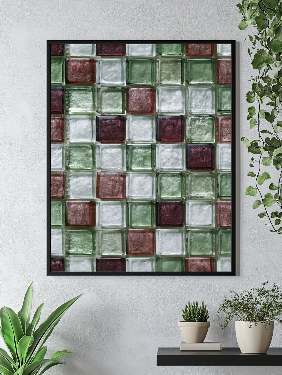 Glass Mosaic Grid Abstract Poster. — room view 4