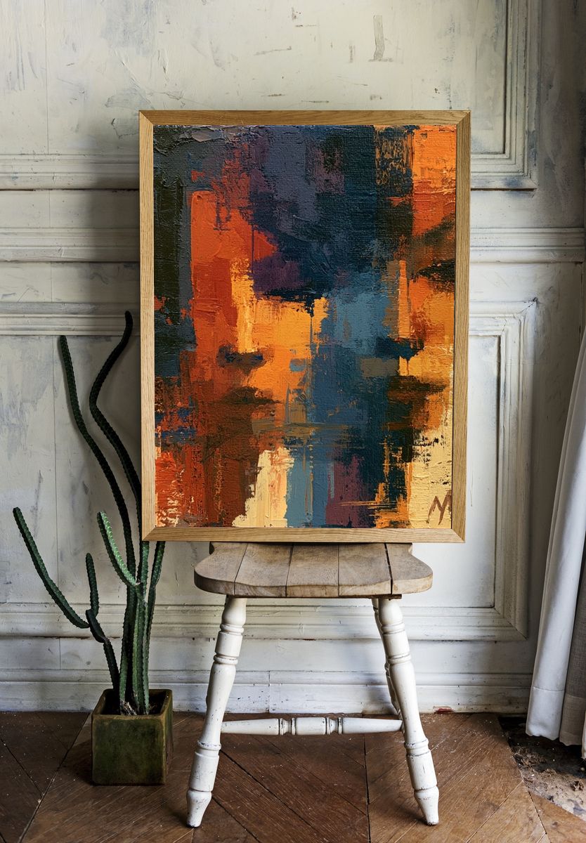 Autumn Color Blocks Abstract Poster. room preview
