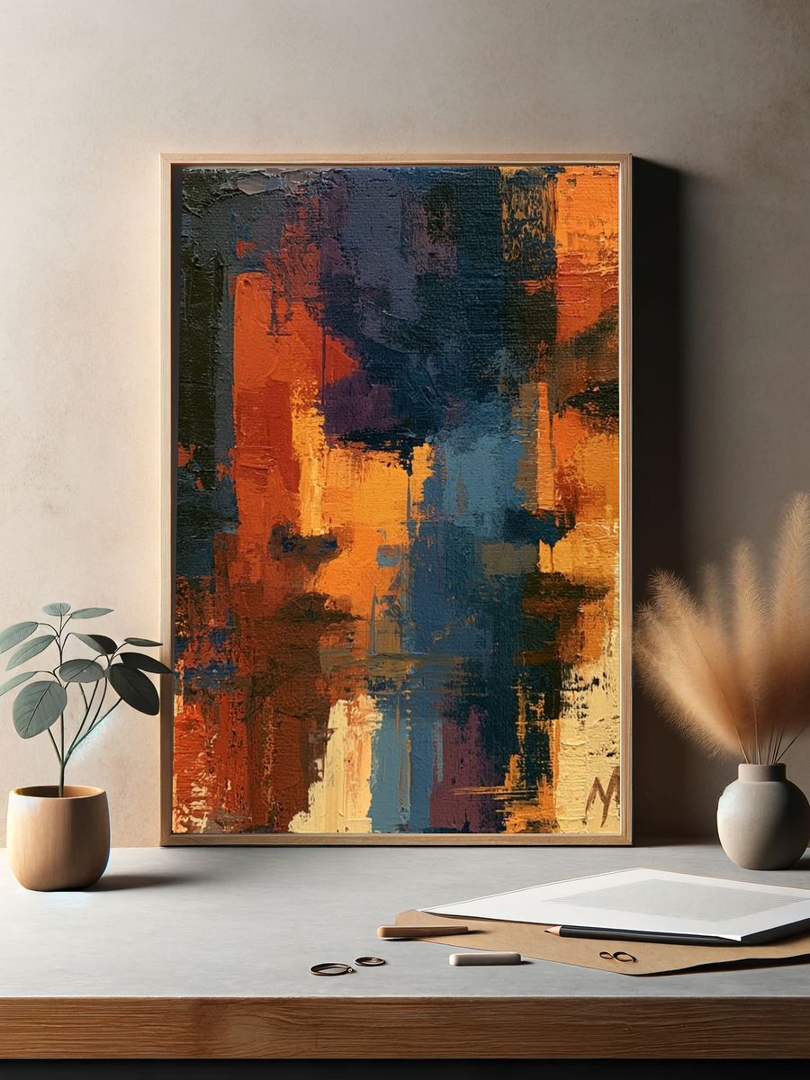 Autumn Color Blocks Abstract Poster. — room view 2