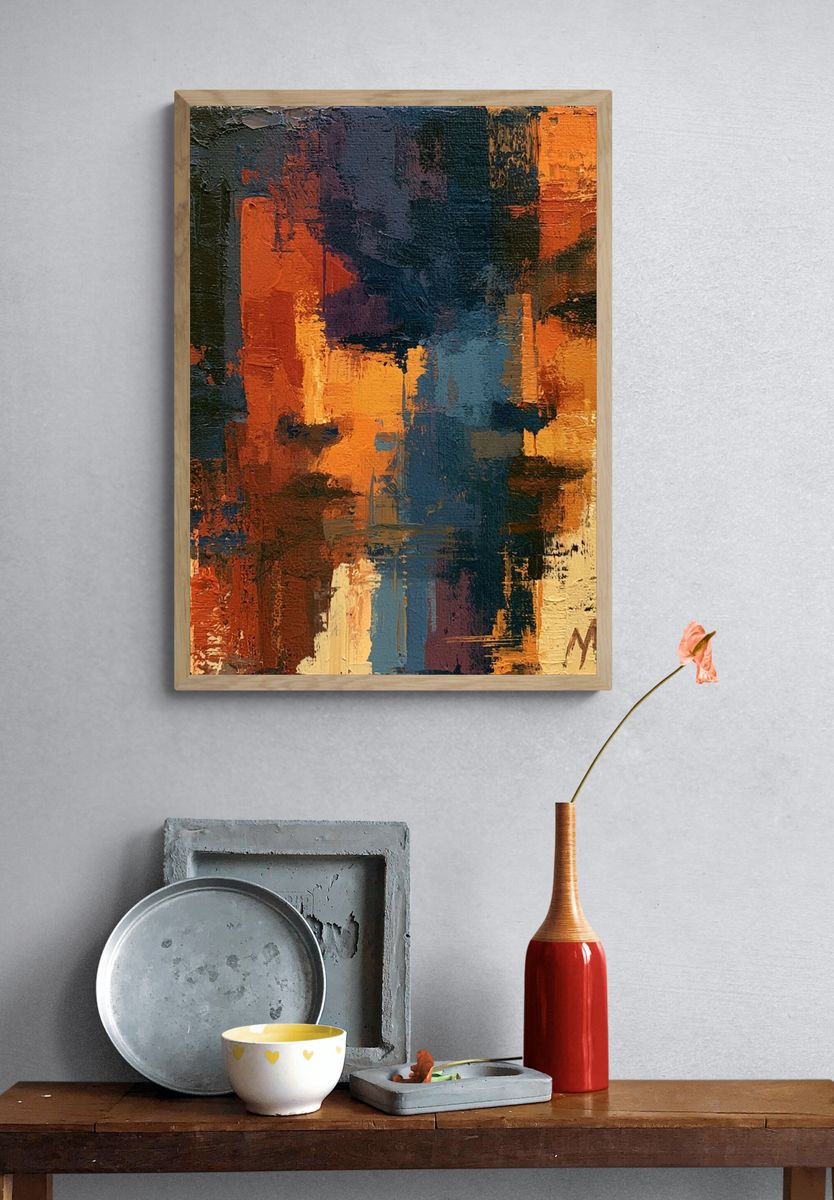 Autumn Color Blocks Abstract Poster. — room view 3