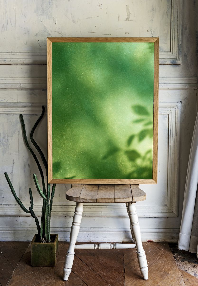 Soft Green Foliage Abstract Print. room preview