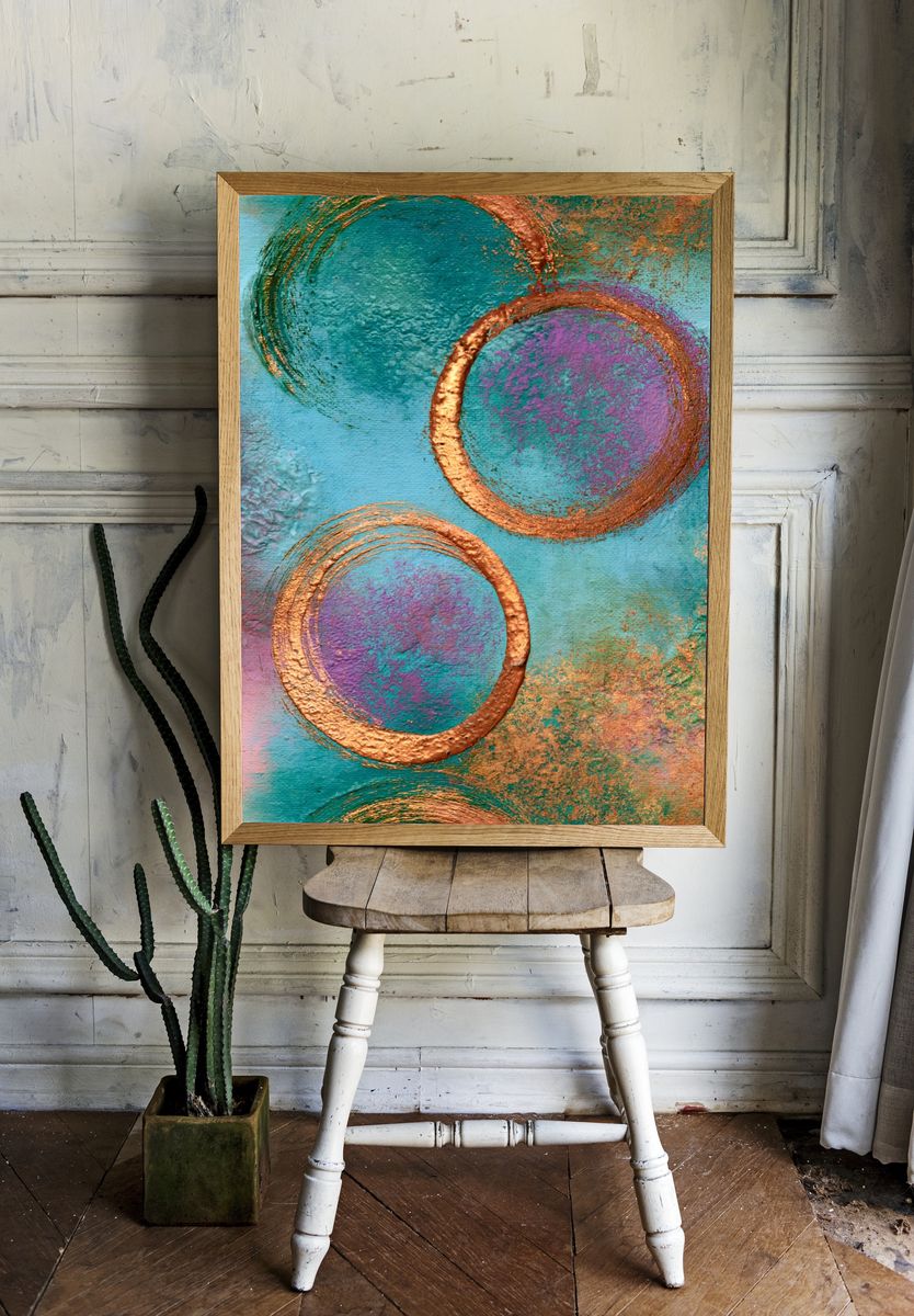 Copper Circles Abstract Poster. room preview