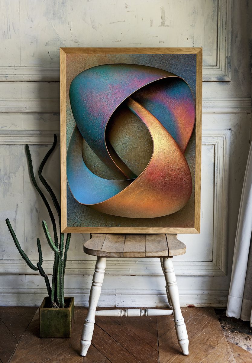 Interwoven Color Forms Abstract Poster. room preview