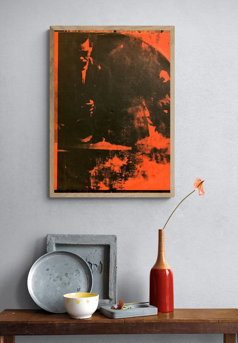 Abstract Red Black Expressionist Poster. — room view 3