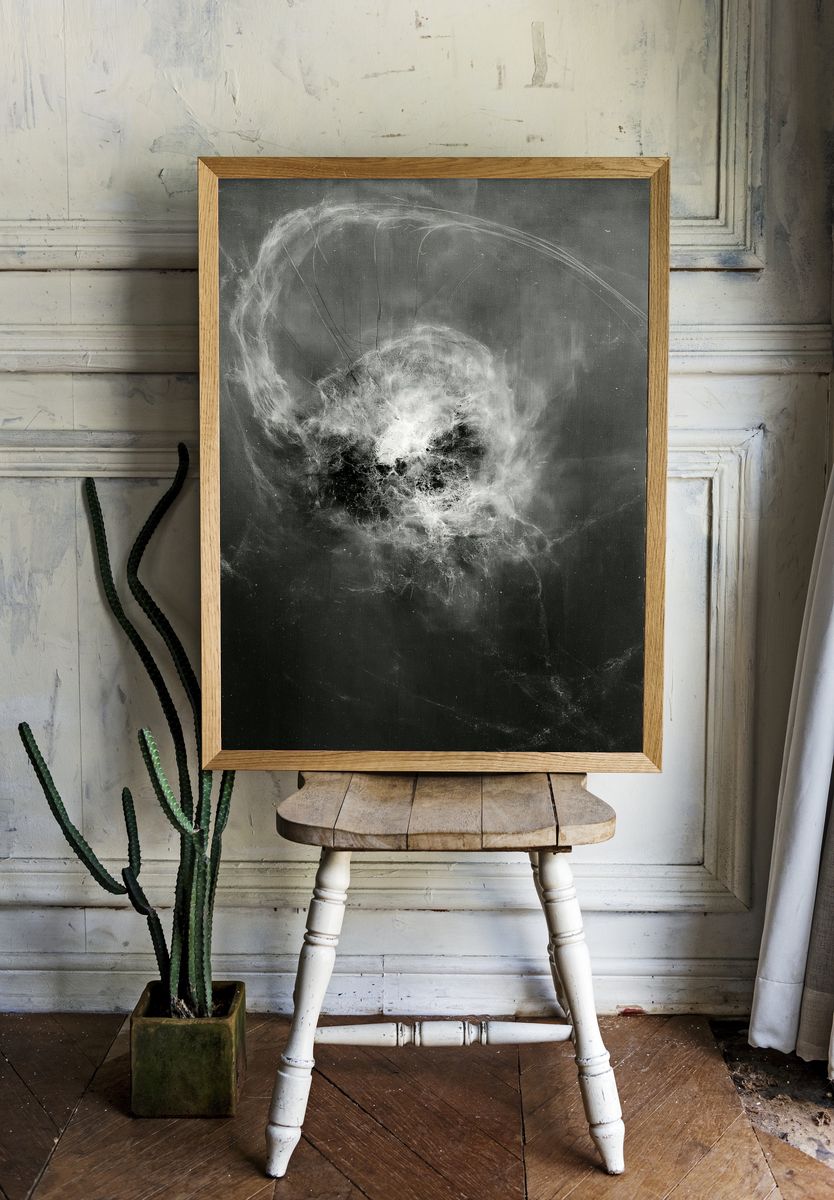 Cosmic Smoke Abstract Print. room preview