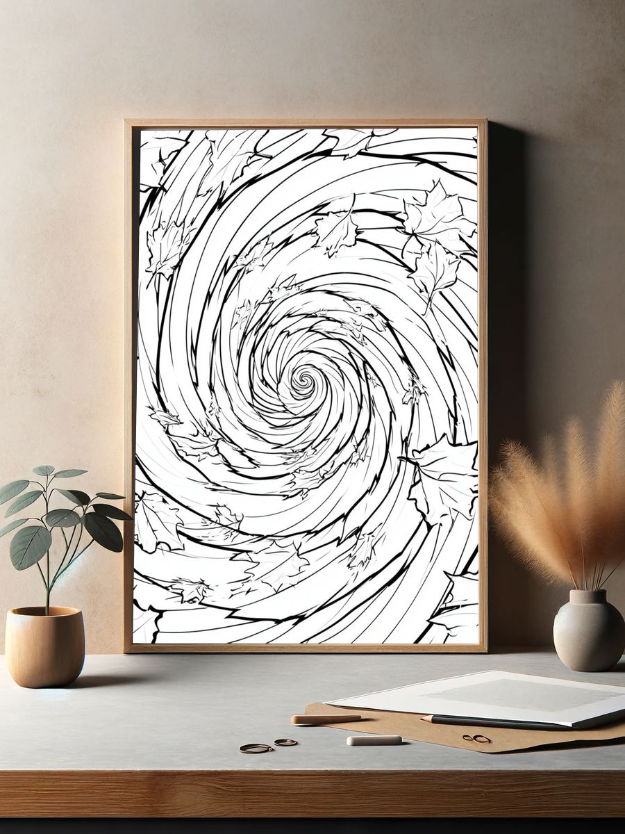 Autumn Leaf Spiral Print. — room view 2