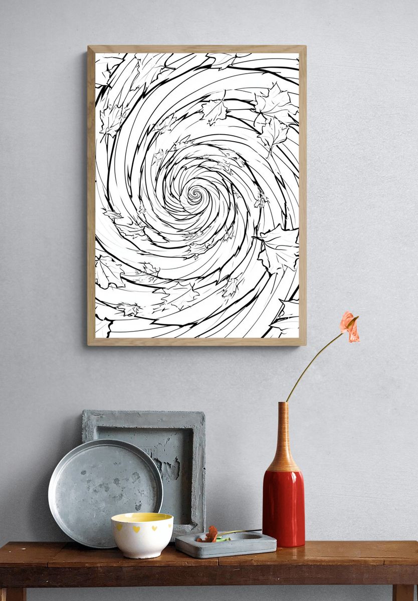 Autumn Leaf Spiral Print. — room view 3