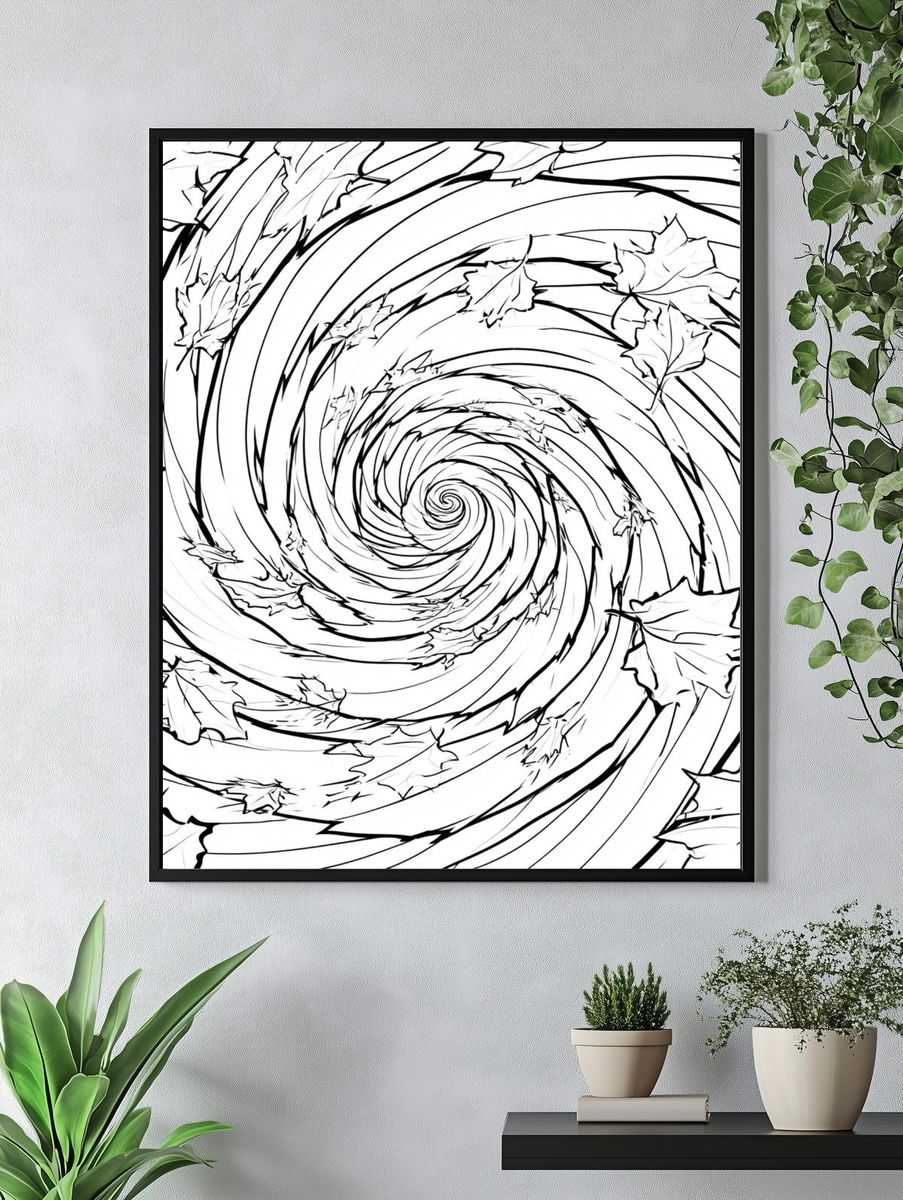 Autumn Leaf Spiral Print. — room view 4