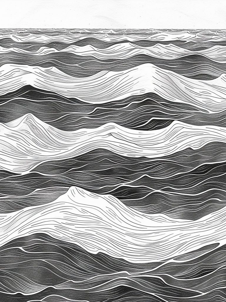Wavy Monochrome Landscape Print. poster — abstract art