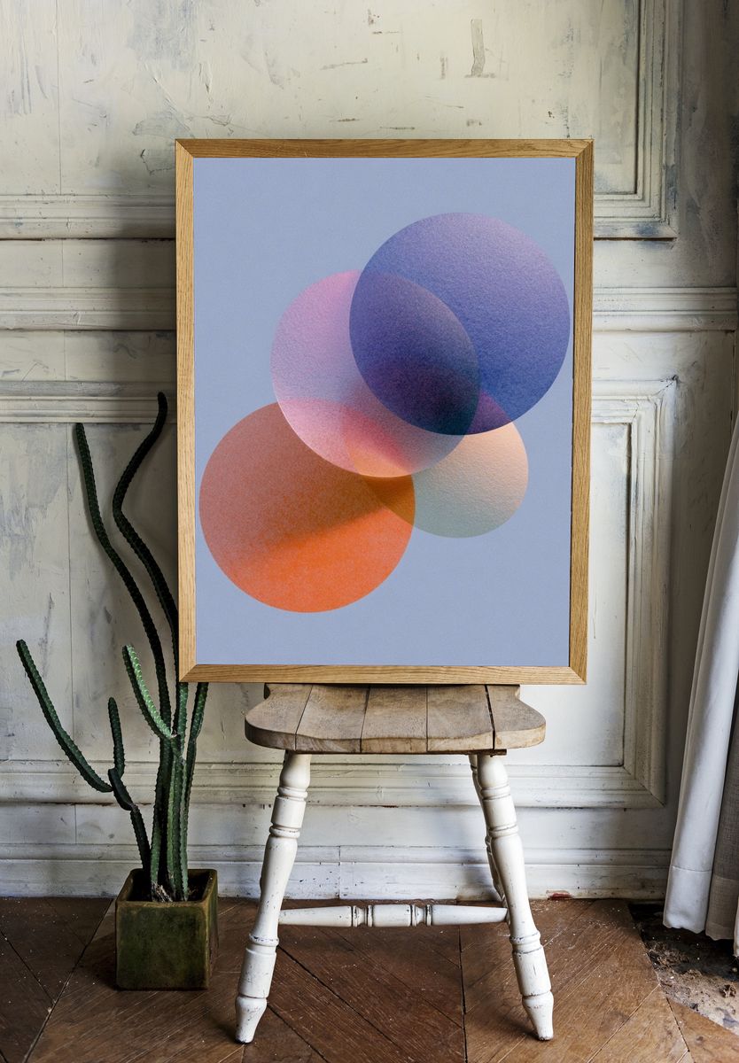 Pastel Overlap Circles Abstract Poster. — room view 1