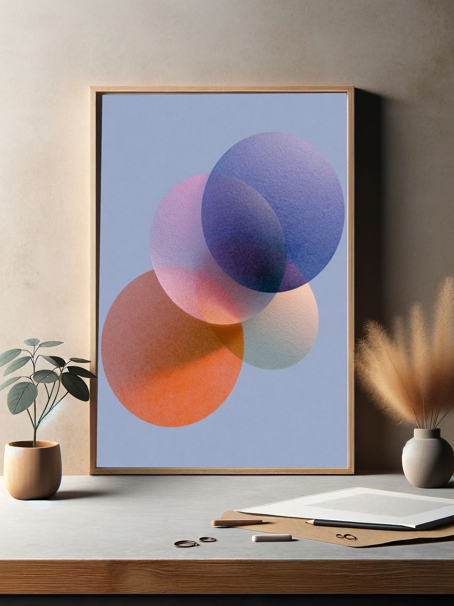 Pastel Overlap Circles Abstract Poster. — room view 2