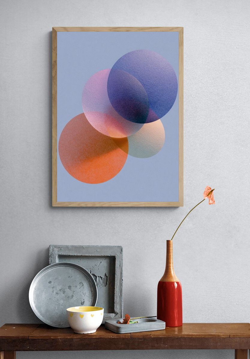 Pastel Overlap Circles Abstract Poster. — room view 3