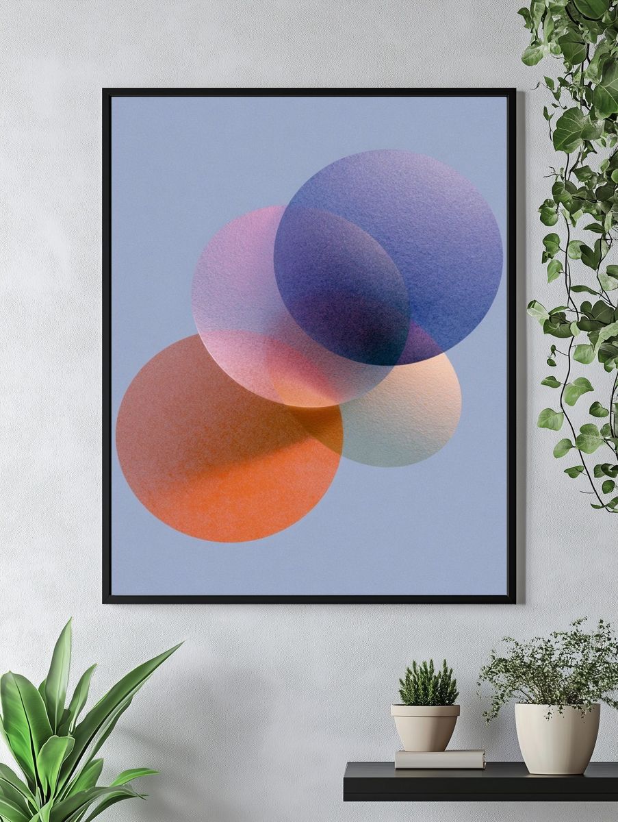 Pastel Overlap Circles Abstract Poster. — room view 4