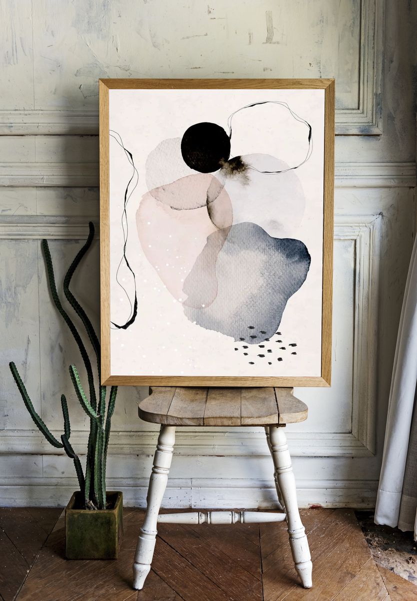 Colorful abstract watercolor circles design room preview