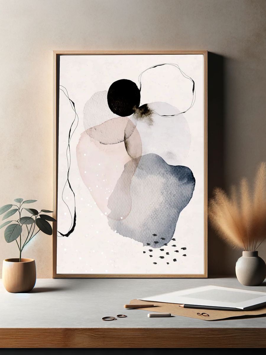 Colorful abstract watercolor circles design. — room view 2