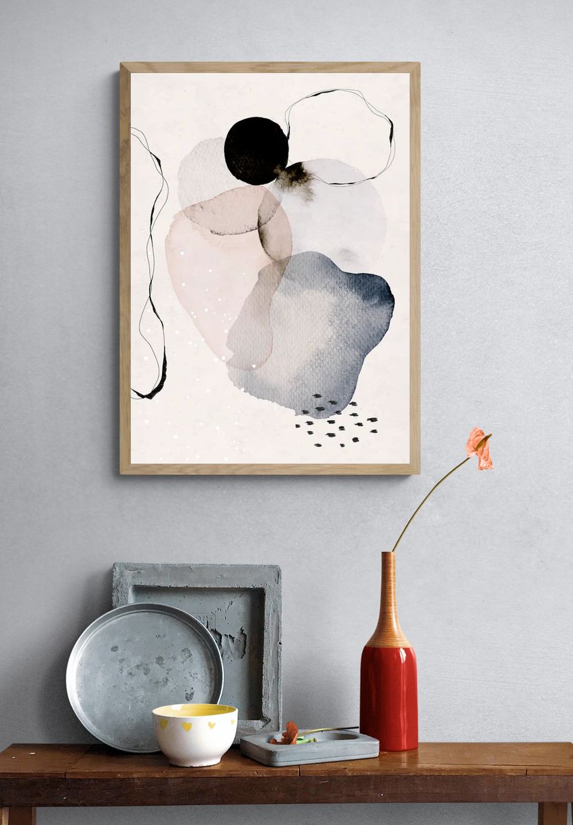 Colorful abstract watercolor circles design. — room view 3