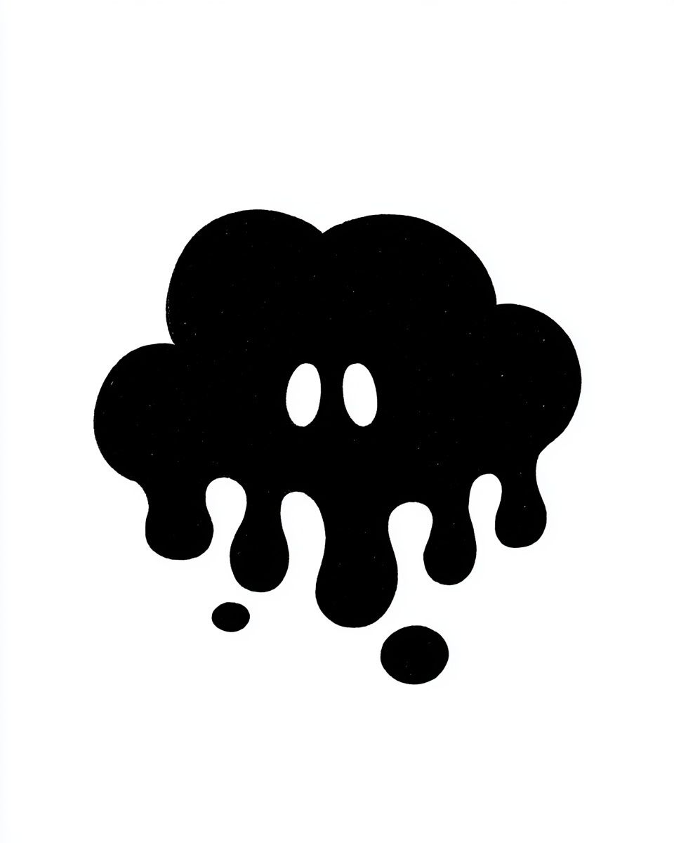 Melting Black Blob Minimalist Print. poster detail