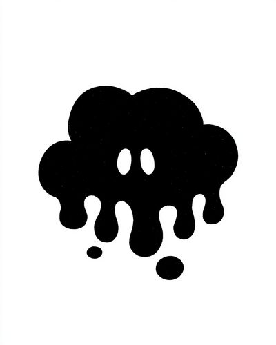 Melting Black Blob Minimalist Print.
