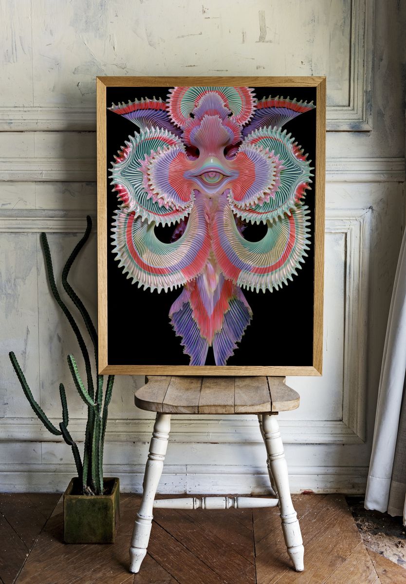 Surreal Floral Eye Abstract Print. room preview