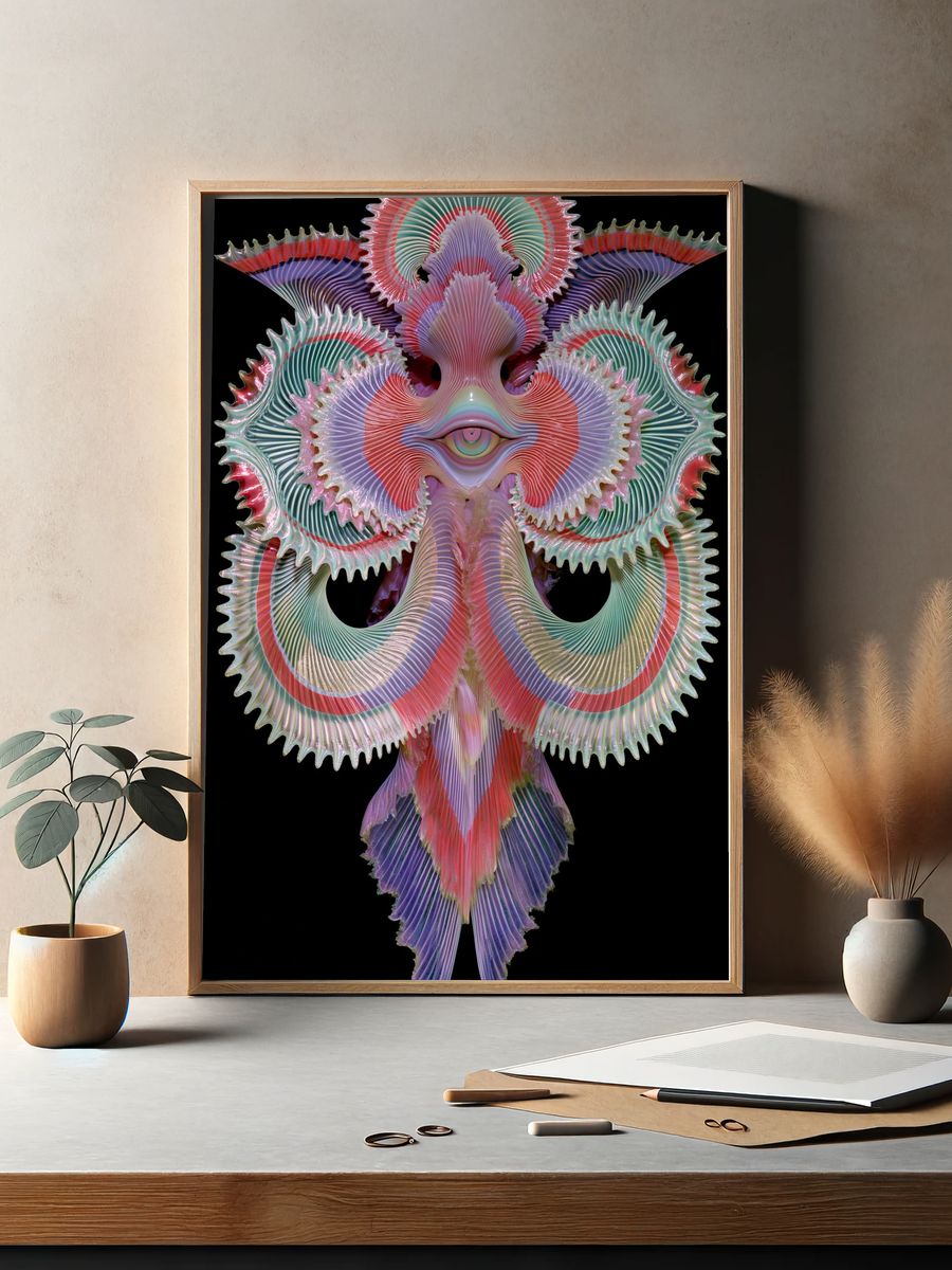 Surreal Floral Eye Abstract Print. — room view 2