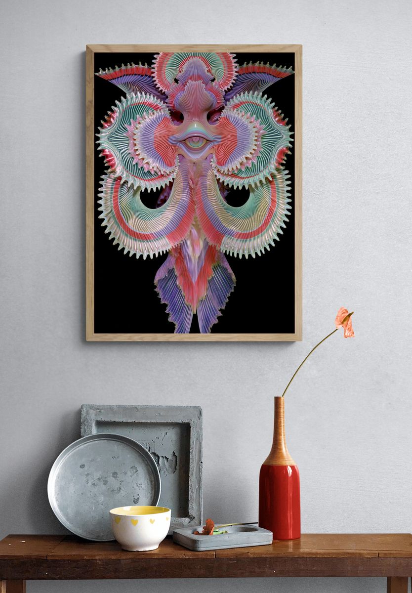 Surreal Floral Eye Abstract Print. — room view 3