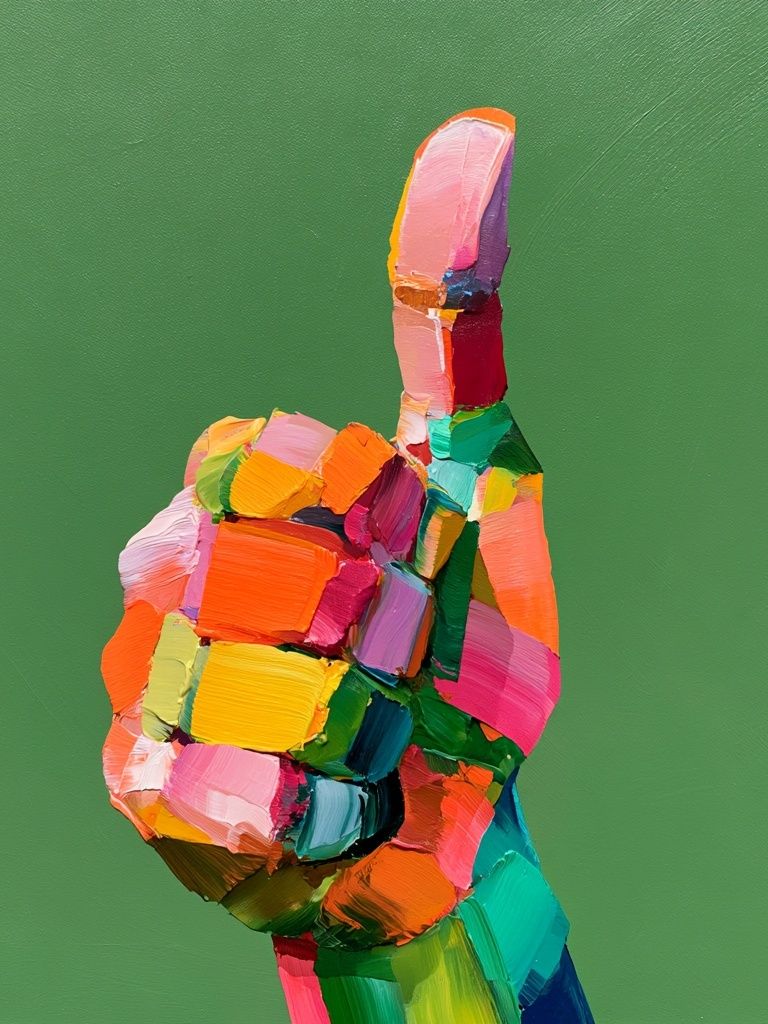 Colorful Thumbs-Up Abstract Poster. poster detail