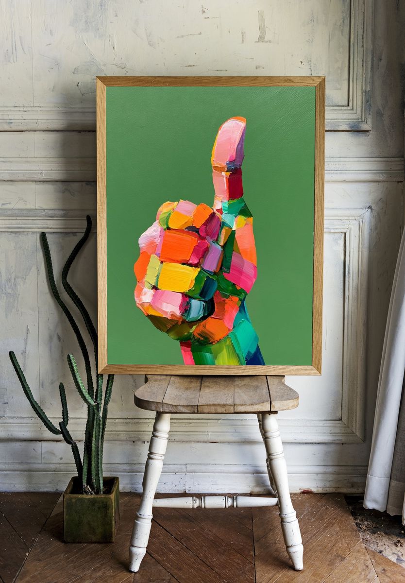 Colorful Thumbs-Up Abstract Poster. room preview
