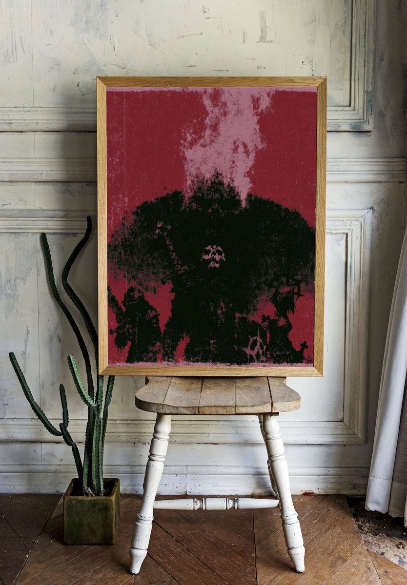 Abstract Crimson Bloom Poster. room preview