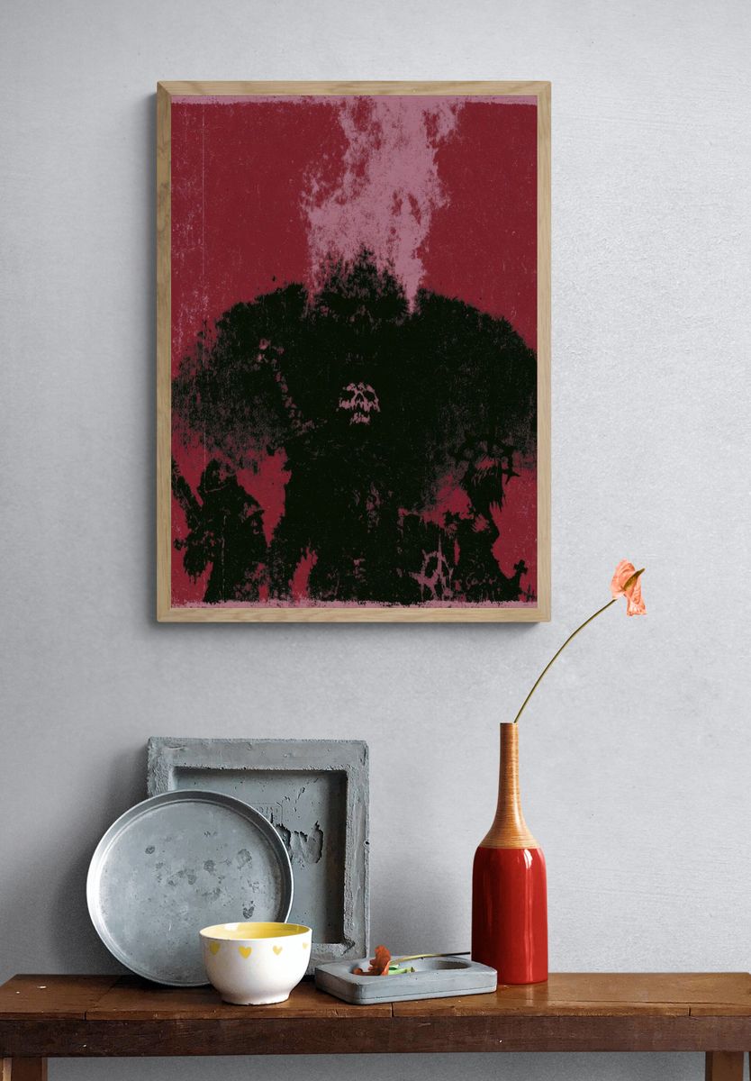 Abstract Crimson Bloom Poster. — room view 3