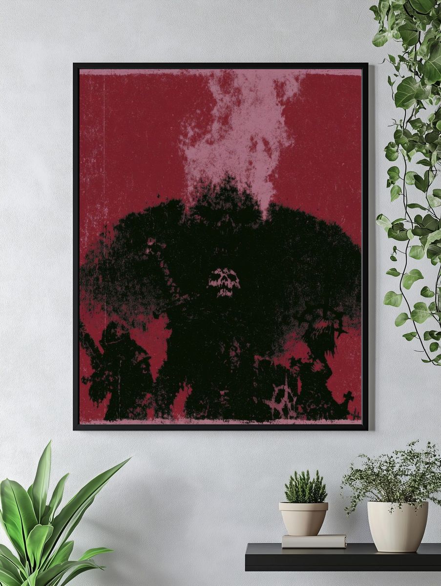 Abstract Crimson Bloom Poster. — room view 4