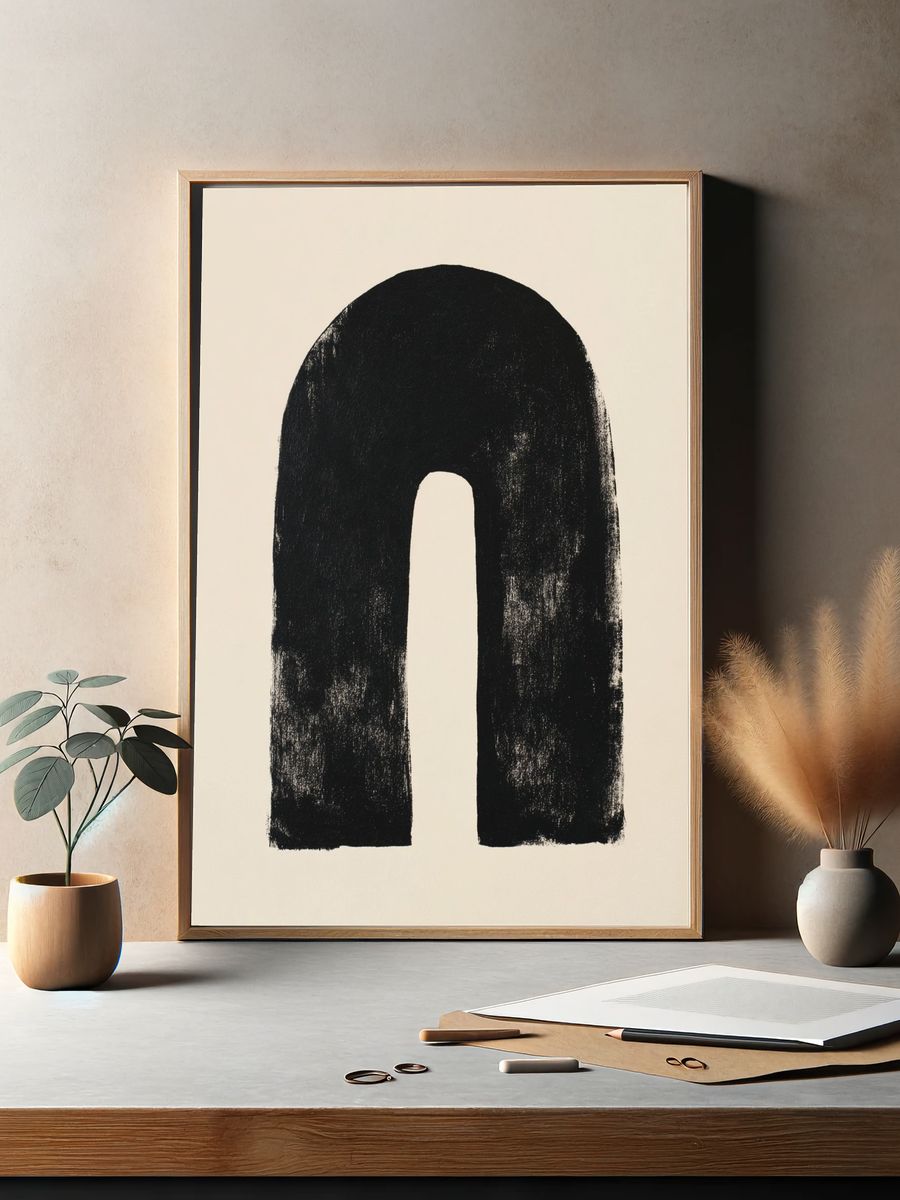 Monochrome Arch Abstract Print. — room view 2