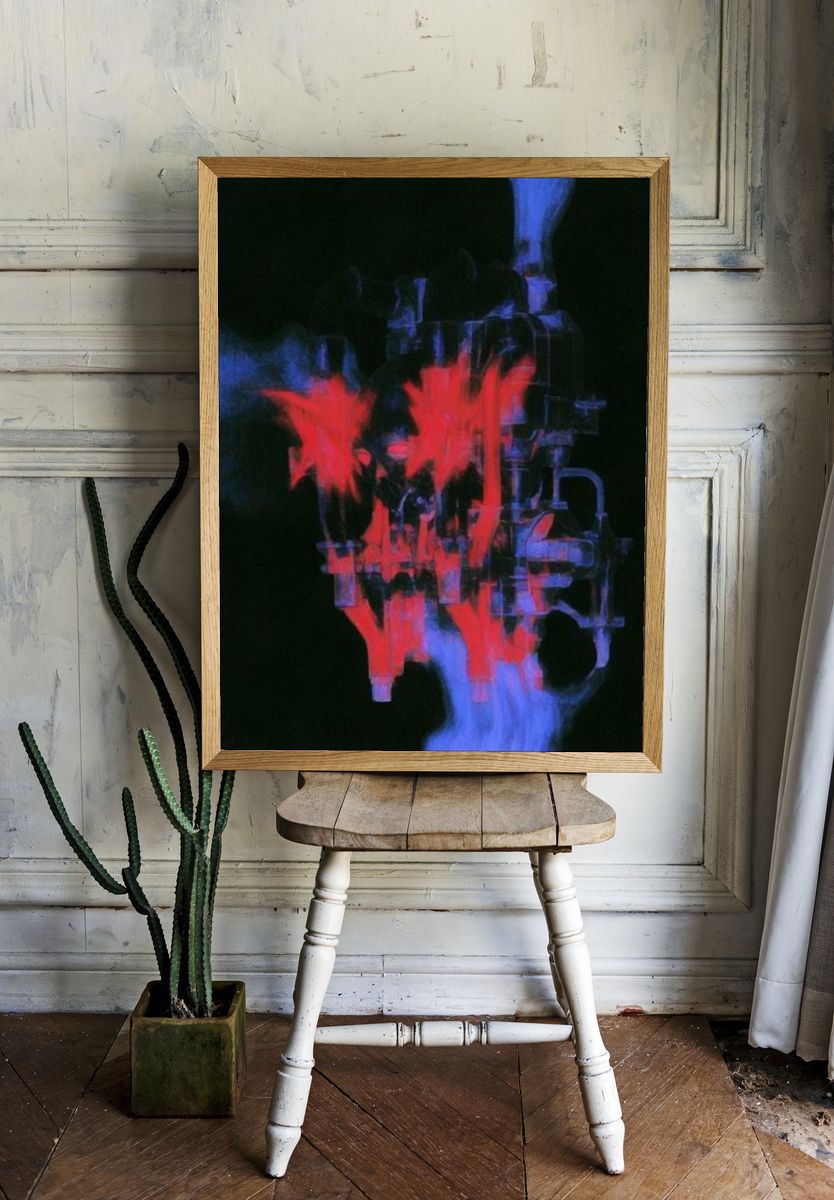 Neon Glitch Abstract Poster. room preview