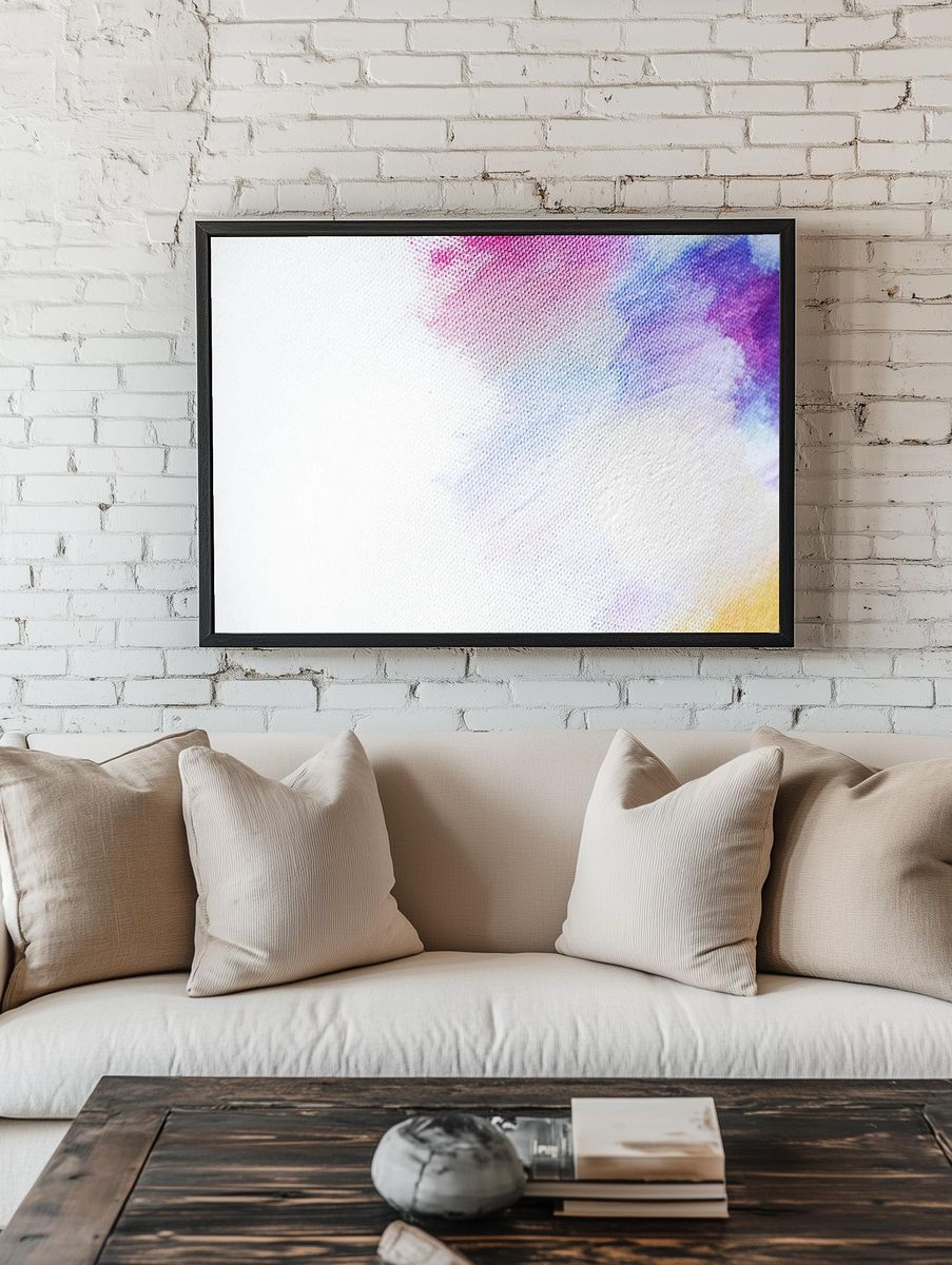 Colorful brush stroke canvas background. — room view 1