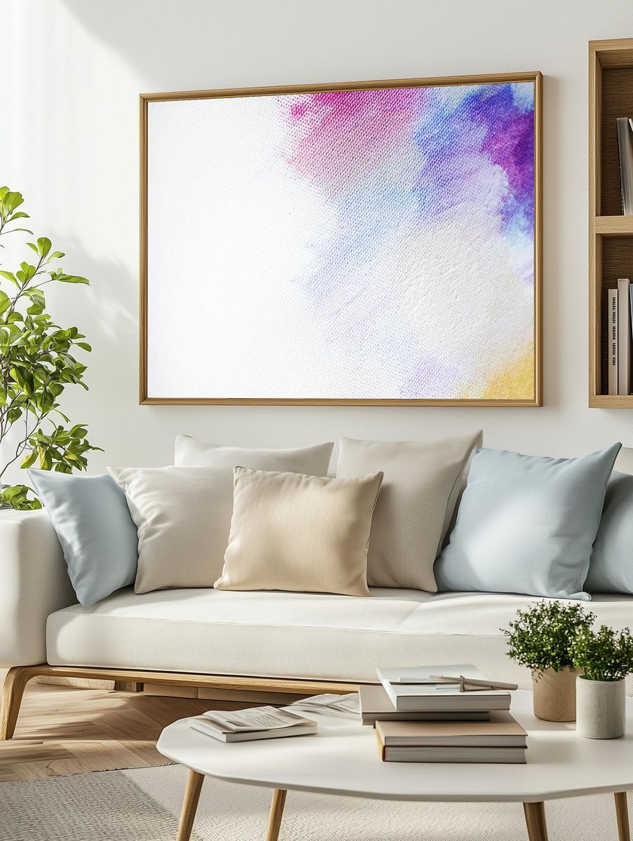 Colorful brush stroke canvas background. — room view 2