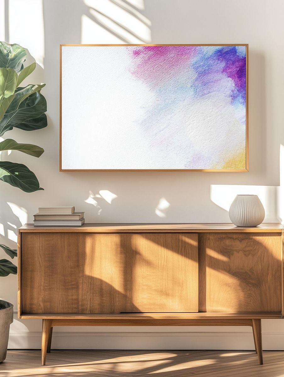 Colorful brush stroke canvas background. — room view 3