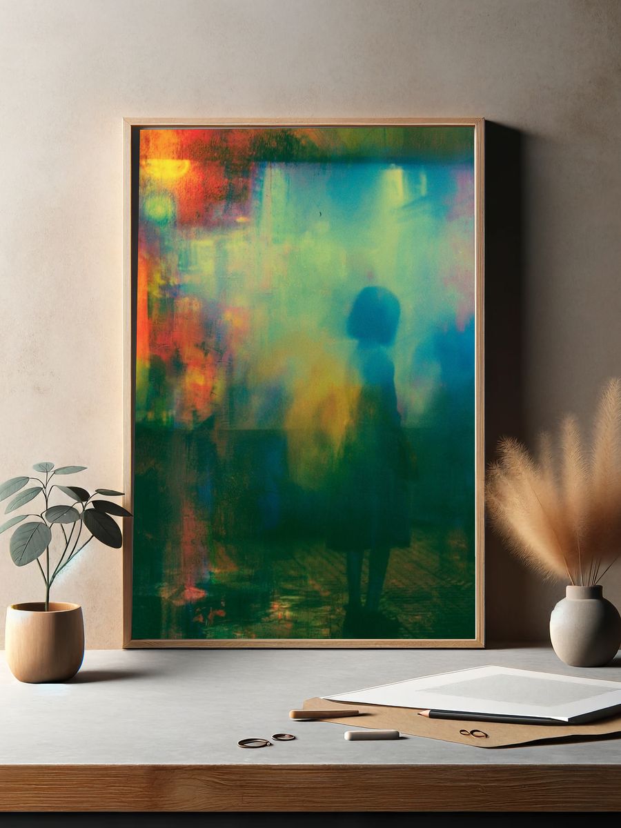 Neon Blur Cityscape Abstract Print. — room view 2