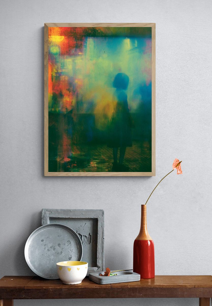 Neon Blur Cityscape Abstract Print. — room view 3