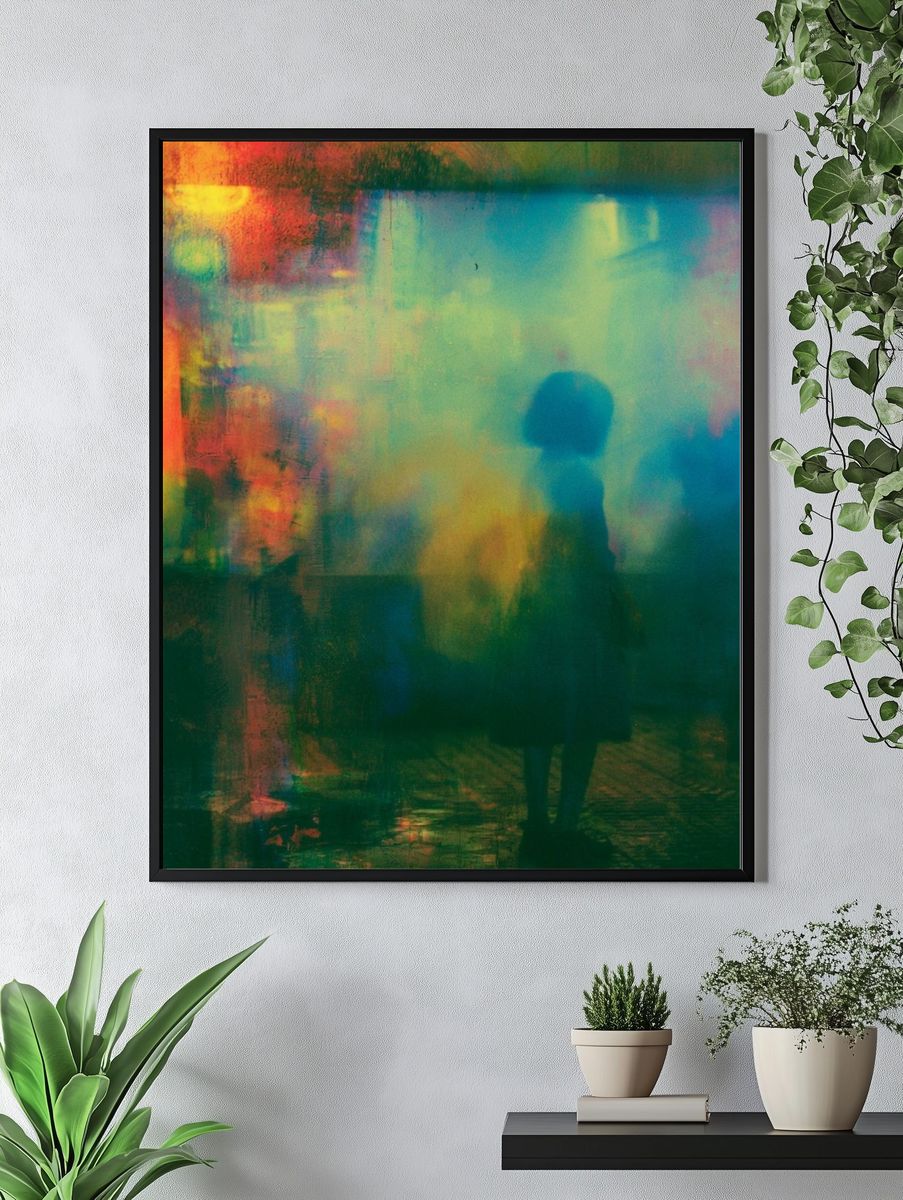 Neon Blur Cityscape Abstract Print. — room view 4