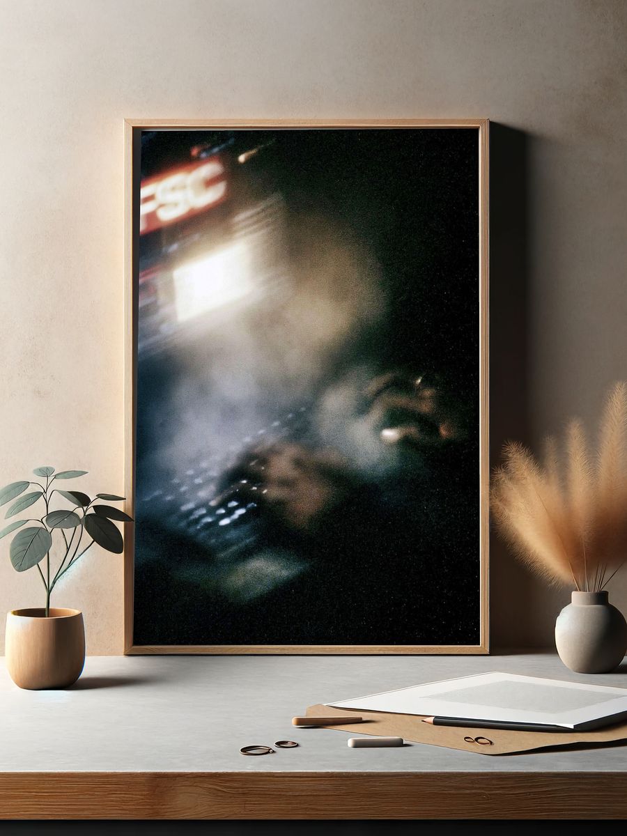 Blurred Neon Night Street Poster. — room view 2