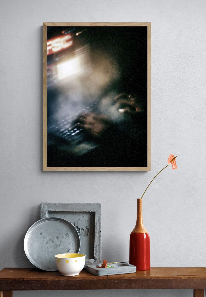 Blurred Neon Night Street Poster. — room view 3